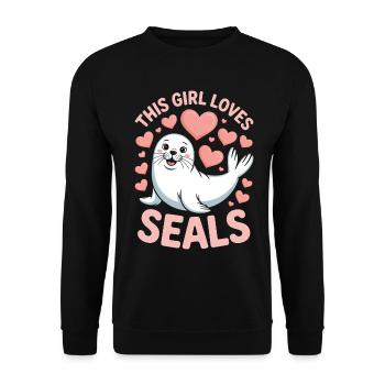 Sceau disant sceau drôle phoque du Groenland cadeau - Sweat-shirt Unisexe - noir - Devant - Alina (178cm) & Michal (187cm)