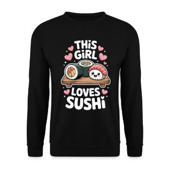 Sushi Japan Girl Funny Kawaii Sushi Gift - Unisex Sweatshirt - black - Front - Alina (178cm) & Michal (187cm)