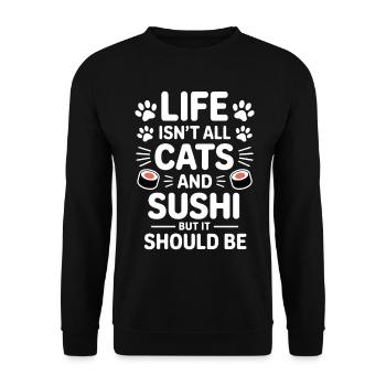 Sushi Cats Japan Funny Kawaii Sushi Gift - Unisex Sweatshirt - black - Front - Alina (178cm) & Michal (187cm)