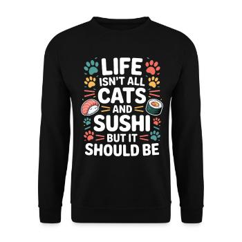 Sushi Cats Japan Funny Kawaii Sushi Gift - Unisex Sweatshirt - black - Front - Alina (178cm) & Michal (187cm)