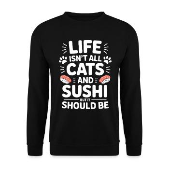 Sushi Cats Japan Funny Kawaii Sushi Gift - Unisex Sweatshirt - black - Front - Alina (178cm) & Michal (187cm)
