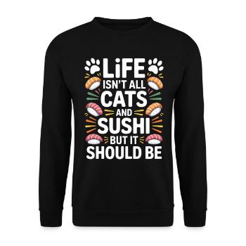Sushi Cats Japan Funny Kawaii Sushi Gift - Unisex Sweatshirt - black - Front - Alina (178cm) & Michal (187cm)