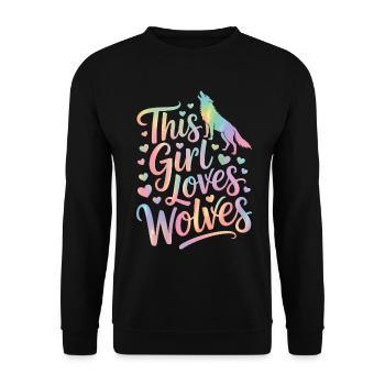 Wolf Saying, Wolves Sayings, Funny Wolf Gift - Unisex Sweatshirt - black - Front - Alina (178cm) & Michal (187cm)