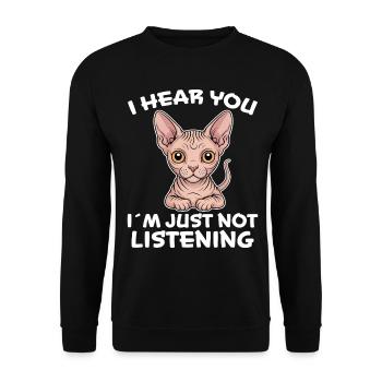 Sphynx Cat Saying Funny Sphynx Cat Gift - Unisex Sweatshirt - black - Front - Alina (178cm) & Michal (187cm)