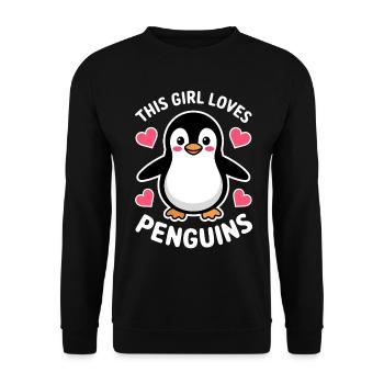 Pinguin Spruch Lustige Pinguine Geschenk - Unisex Pullover - Schwarz - Vorne - Alina (178cm) & Michal (187cm)