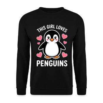 Pinguin Spruch Lustige Pinguine Geschenk - Unisex Pullover - Schwarz - Vorne - Alina (178cm) & Michal (187cm)