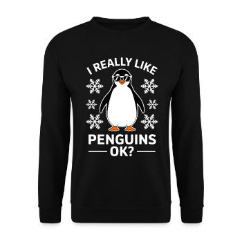 Pinguin Spruch Lustige Pinguine Geschenk - Unisex Pullover - Schwarz - Vorne - Alina (178cm) & Michal (187cm)