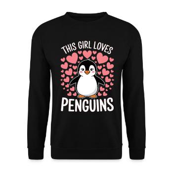 Pinguin Spruch Lustige Pinguine Geschenk - Unisex Pullover - Schwarz - Vorne - Alina (178cm) & Michal (187cm)