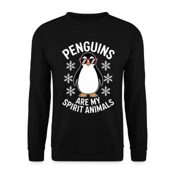 Pinguin Spruch Lustige Pinguine Geschenk - Unisex Pullover - Schwarz - Vorne - Alina (178cm) & Michal (187cm)