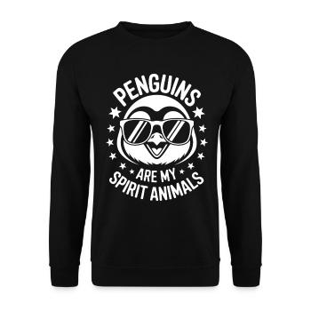 Pinguin Spruch Lustige Pinguine Geschenk - Unisex Pullover - Schwarz - Vorne - Alina (178cm) & Michal (187cm)