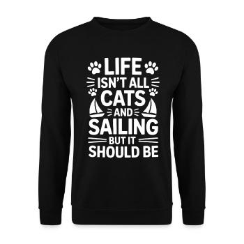 Segeln Spruch Katzen Segler Katze Segeln Geschenk - Unisex Pullover - Schwarz - Vorne - Alina (178cm) & Michal (187cm)