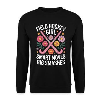 Feldhockey Spruch Mädchen Witz Feldhockey Geschenk - Unisex Pullover - Schwarz - Vorne - Alina (178cm) & Michal (187cm)