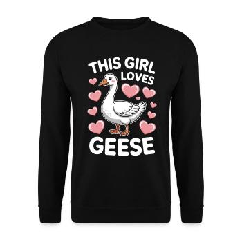 Gans Spruch Mädchen Gänse Lustiges Gans Geschenk - Unisex Pullover - Schwarz - Vorne - Alina (178cm) & Michal (187cm)