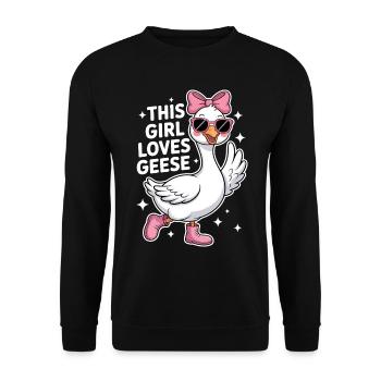 Gans Spruch Mädchen Gänse Lustiges Gans Geschenk - Unisex Pullover - Schwarz - Vorne - Alina (178cm) & Michal (187cm)