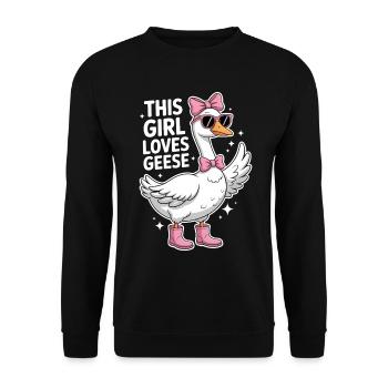 Gans Spruch Mädchen Gänse Lustiges Gans Geschenk - Unisex Pullover - Schwarz - Vorne - Alina (178cm) & Michal (187cm)