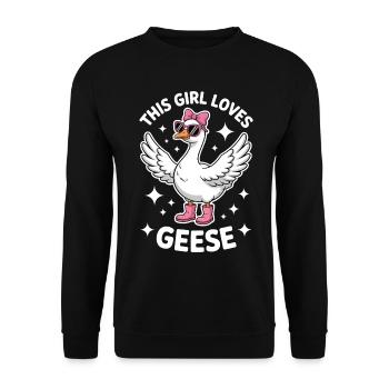 Gans Spruch Mädchen Gänse Lustiges Gans Geschenk - Unisex Pullover - Schwarz - Vorne - Alina (178cm) & Michal (187cm)