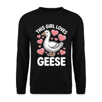Gans Spruch Mädchen Gänse Lustiges Gans Geschenk - Unisex Pullover - Schwarz - Vorne - Alina (178cm) & Michal (187cm)