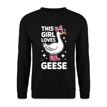 Gans Spruch Mädchen Gänse Lustiges Gans Geschenk - Unisex Pullover - Schwarz - Vorne - Alina (178cm) & Michal (187cm)