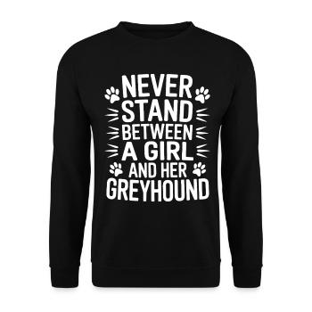 Greyhound Spruch Windhund Witz Greyhound Geschenk - Unisex Pullover - Schwarz - Vorne - Alina (178cm) & Michal (187cm)