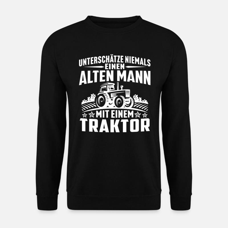 Alten mann mit einem traktor - Unisex Pullover - Schwarz