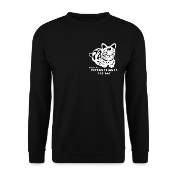 INTERNATIONALER KATZENTAG - Unisex Pullover - Schwarz - Vorne - Alina (178cm) & Michal (187cm)