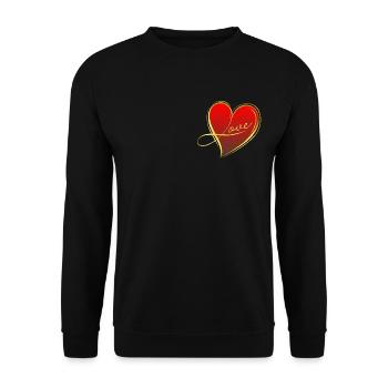 rotes Herz - Unisex Pullover - Schwarz - Vorne - Alina (178cm) & Michal (187cm)