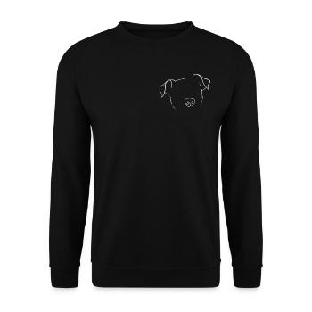 Bailey - Lineart Hund - Unisex Pullover - Schwarz - Vorne - Alina (178cm) & Michal (187cm)