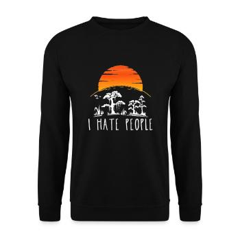 I hate people - Unisex Pullover - Schwarz - Vorne - Alina (178cm) & Michal (187cm)