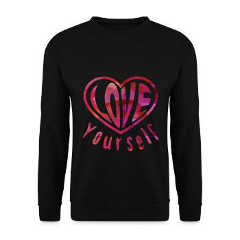 Love Yourself - heart - Unisex Sweatshirt - black - Front - Alina (178cm) & Michal (187cm)