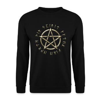 Runic Pentacle, pentagram, protection, runes - Unisex Sweatshirt - black - Front - Alina (178cm) & Michal (187cm)