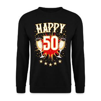 05 Happy 50 Glasses Stars - Sweat-shirt Unisexe - noir - Devant - Alina (178cm) & Michal (187cm)