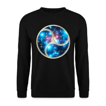 Yin Yang Balance Triskelion Galaxy Star Universe - Unisex Pullover - Schwarz - Vorne - Alina (178cm) & Michal (187cm)