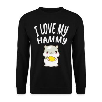 I Love My Hammy | Gift for hamster owner - Unisex Sweatshirt - black - Front - Alina (178cm) & Michal (187cm)