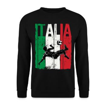 Italia Italienische Flagge Italien Fussball - Unisex Pullover - Schwarz - Vorne - Alina (178cm) & Michal (187cm)