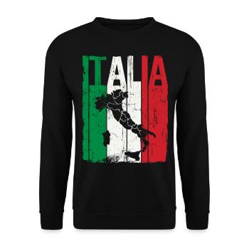 Italia Italienische Flagge Italien Fussball Karte - Unisex Pullover - Schwarz - Vorne - Alina (178cm) & Michal (187cm)