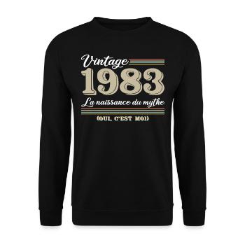 1983 année de naissance et cadeau d'anniversaire d - Sweat-shirt Unisexe - noir - Devant - Alina (178cm) & Michal (187cm)