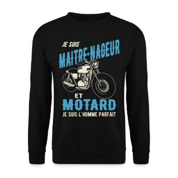maitre nageur et motard l'homme parfait - Sweat-shirt Unisexe - noir - Devant - Alina (178cm) & Michal (187cm)