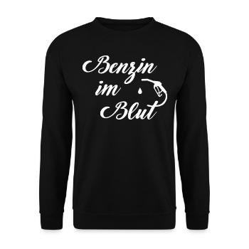 Benzin im Blut Spruch Motorrad Auto Tuning - Unisex Pullover - Schwarz - Vorne - Alina (178cm) & Michal (187cm)