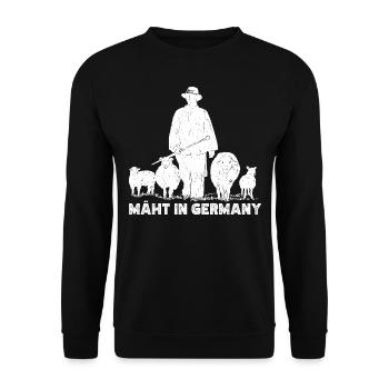 Mäht in Germany Schafe Schafhirte Geschenk - Unisex Pullover - Schwarz - Vorne - Alina (178cm) & Michal (187cm)
