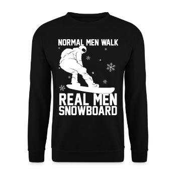 Geschenke für Männer | Snowboard Snowboarder Sport - Unisex Pullover - Schwarz - Vorne - Alina (178cm) & Michal (187cm)