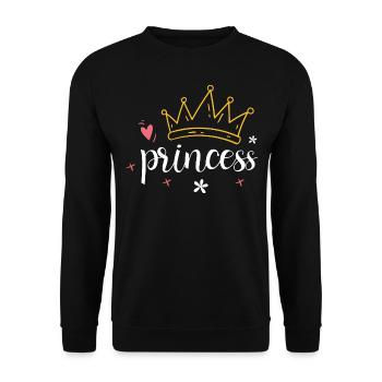 Krone - Diadem Princess - Unisex Pullover - Schwarz - Vorne - Alina (178cm) & Michal (187cm)