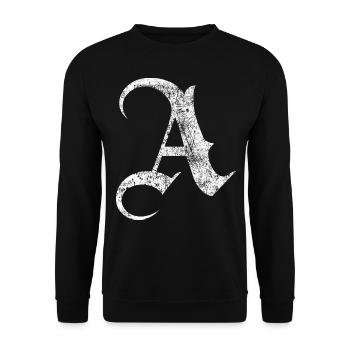 Tshirt alphabet initial A - Unisex Sweatshirt - black - Front - Alina (178cm) & Michal (187cm)