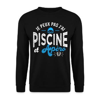 je peux pas j ai piscine et apéro Humour natation - Sweat-shirt Unisexe - noir - Devant - Alina (178cm) & Michal (187cm)