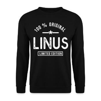 Personalized Linusl gift first name linus - Unisex Sweatshirt - black - Front - Alina (178cm) & Michal (187cm)