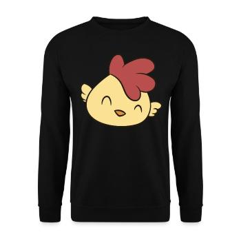 Poulet - Happy Chick - Sweat-shirt Unisexe - noir - Devant - Alina (178cm) & Michal (187cm)