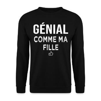 génial comme ma fille cadeau papa père et fille - Sweat-shirt Unisexe - noir - Devant - Alina (178cm) & Michal (187cm)