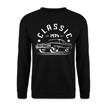 Klassisch 1974. - Unisex Pullover - Schwarz - Vorne - Alina (178cm) & Michal (187cm)