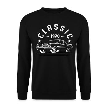 Klassisch 1970. - Unisex Pullover - Schwarz - Vorne - Alina (178cm) & Michal (187cm)