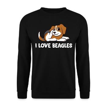 Beagle - I love beagles - Unisex Pullover - Schwarz - Vorne - Alina (178cm) & Michal (187cm)