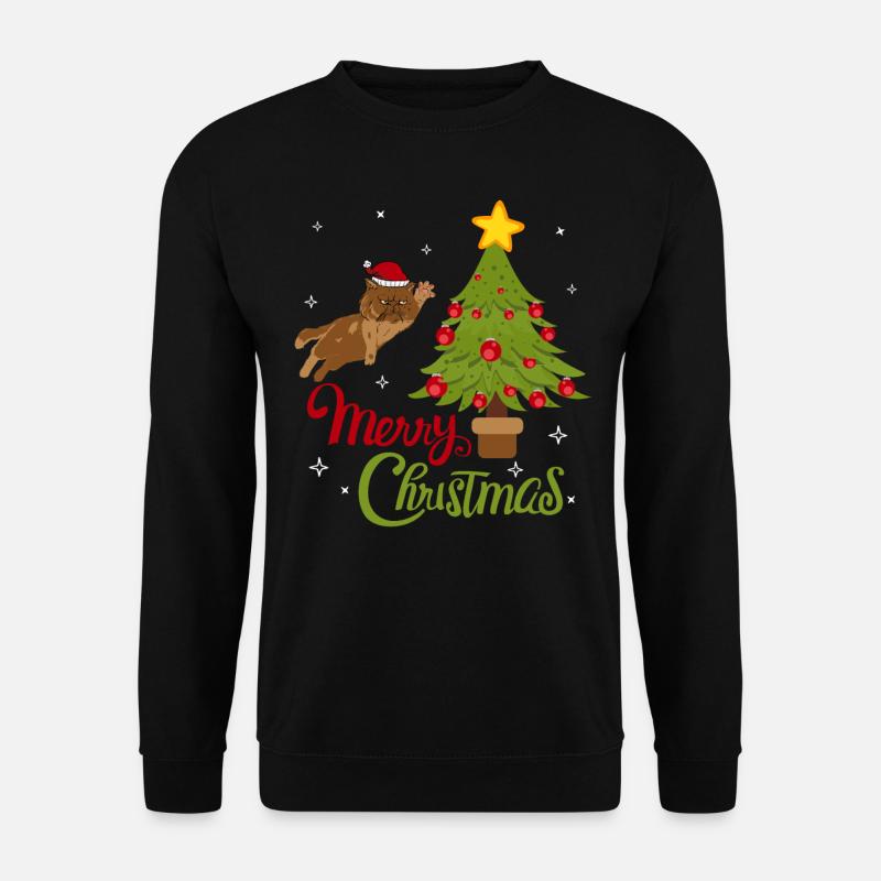 Katze und Weihnachten - Katzen Christmas Lustig - Unisex Pullover - Schwarz